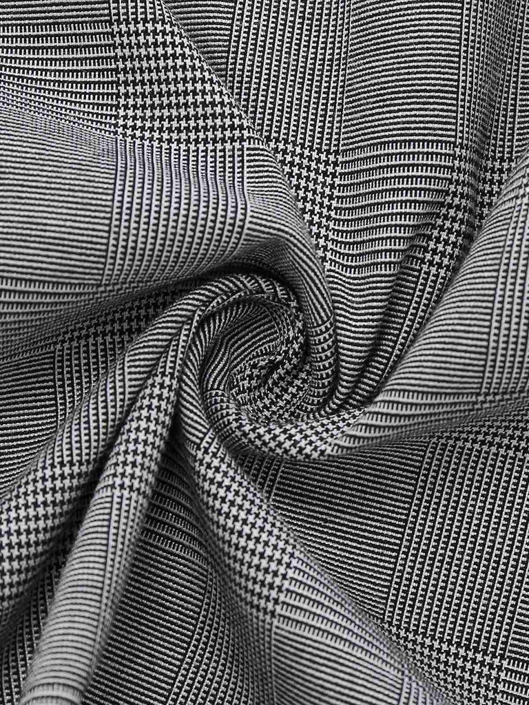 [Prévente] [Grande Taille] Robe grise à carreaux Prince de Galles col asymétrique style années 60