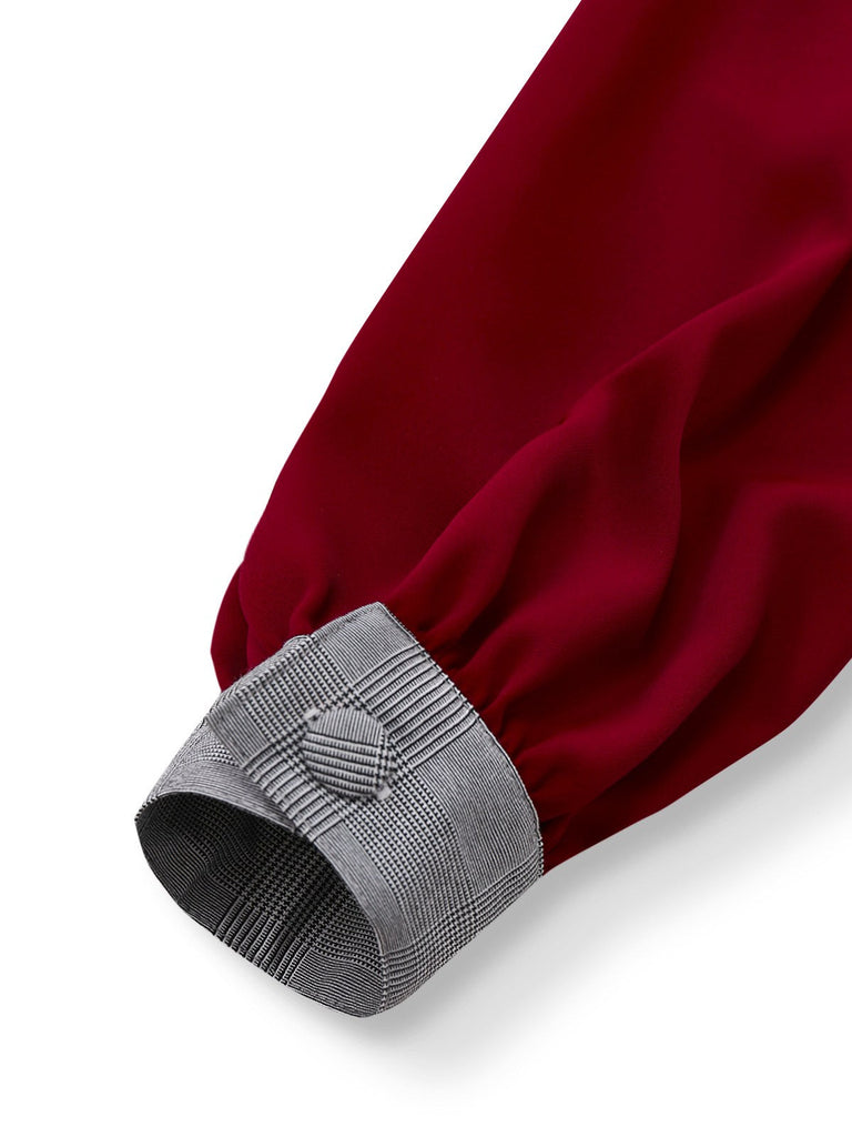 [Prévente] [Grande Taille] Robe grise à carreaux Prince de Galles col asymétrique style années 60