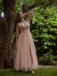 Robe longue rose tulle dentelle fines bretelles 1930s