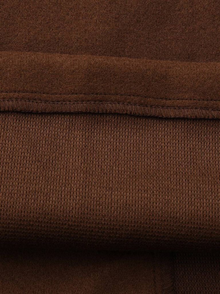 Manteau long marron en fausse laine col cranté des années 1930