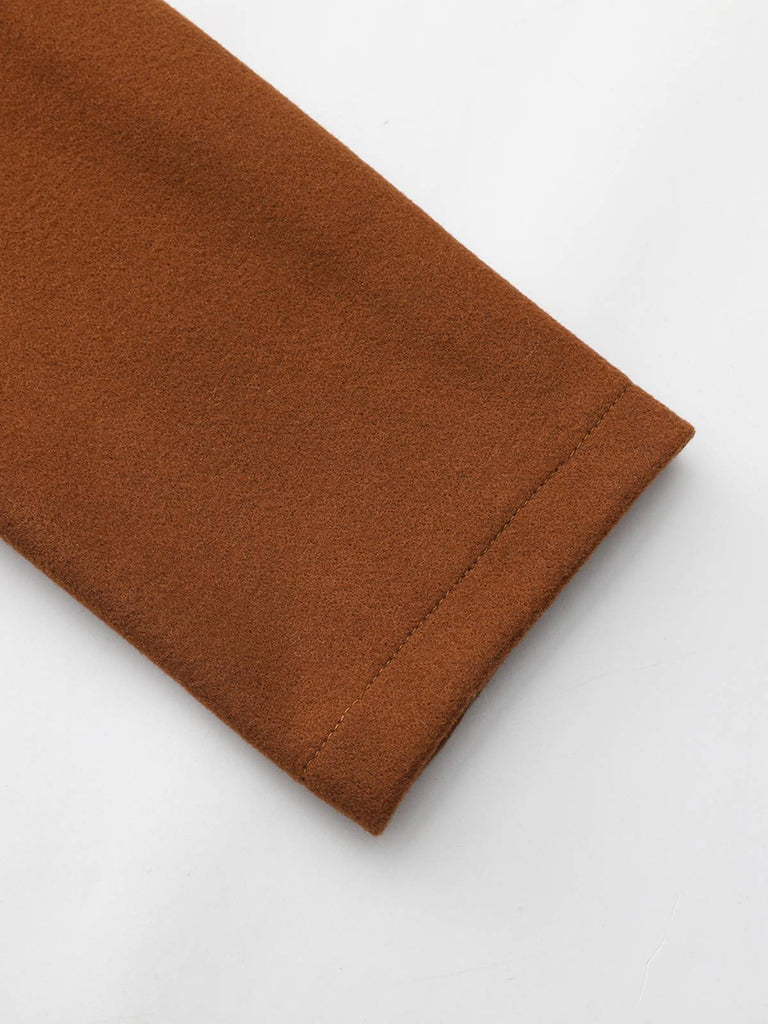 Manteau trapèze col larges revers en fausse laine unie des années 1940