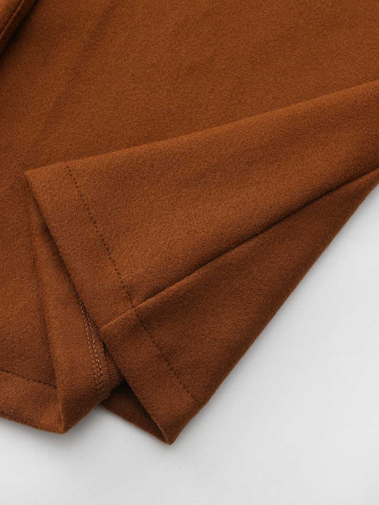 Manteau trapèze col larges revers en fausse laine unie des années 1940