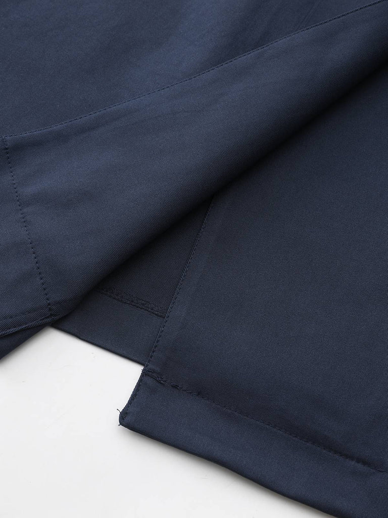 Trench-coat bleu à double boutonnage et col rond des années 1940