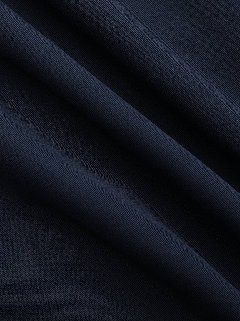 Trench-coat bleu à double boutonnage et col rond des années 1940