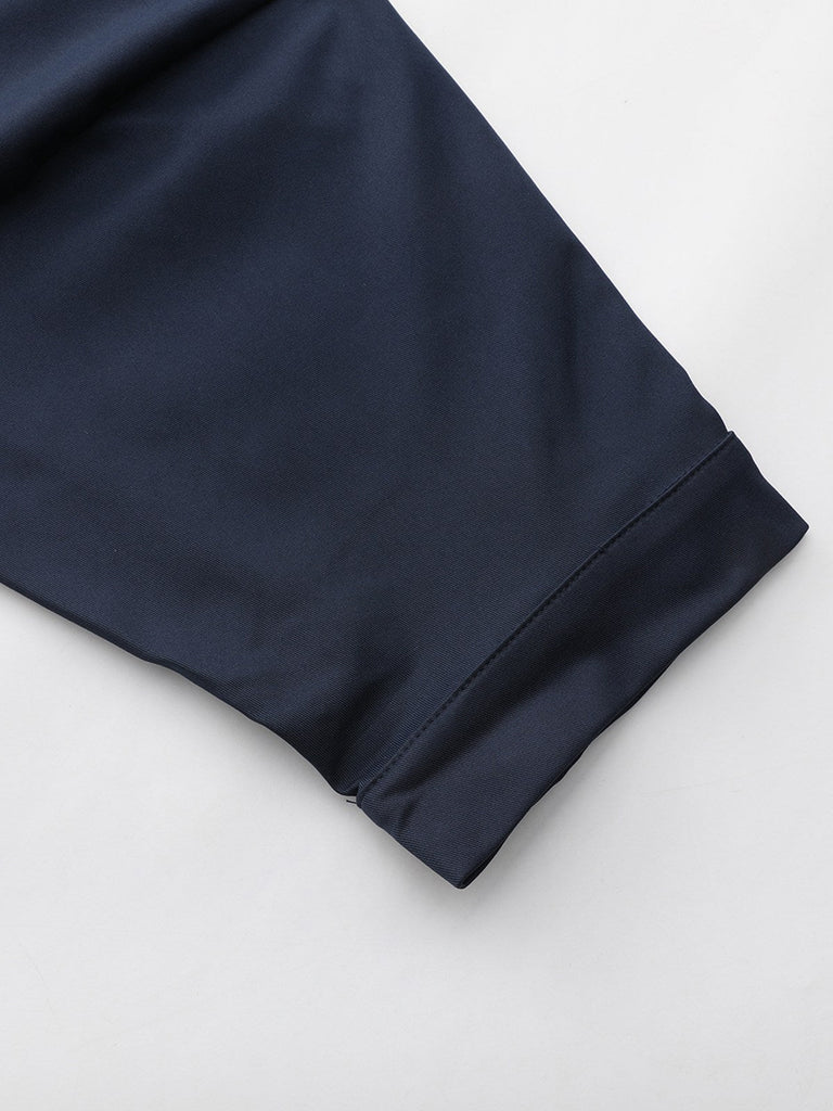 Trench-coat bleu à double boutonnage et col rond des années 1940