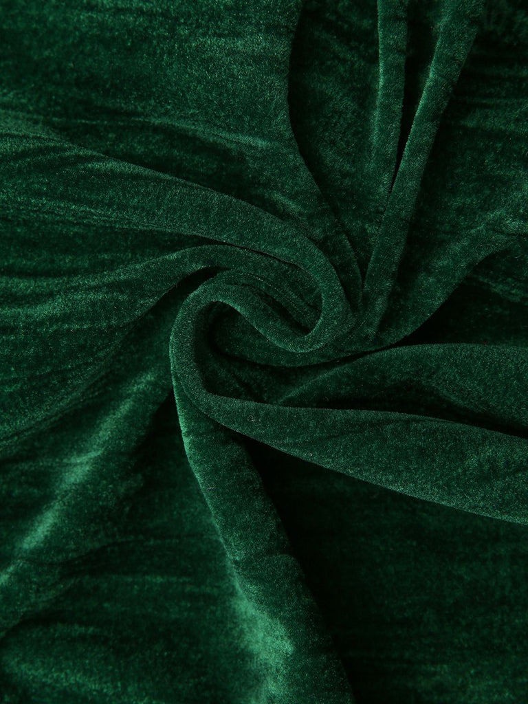 2PCS Blazer et pantalon large en flanelle plissée verte unie années 1980