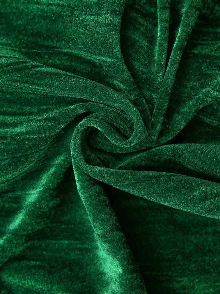 2PCS Blazer et pantalon large en flanelle plissée verte unie années 1980