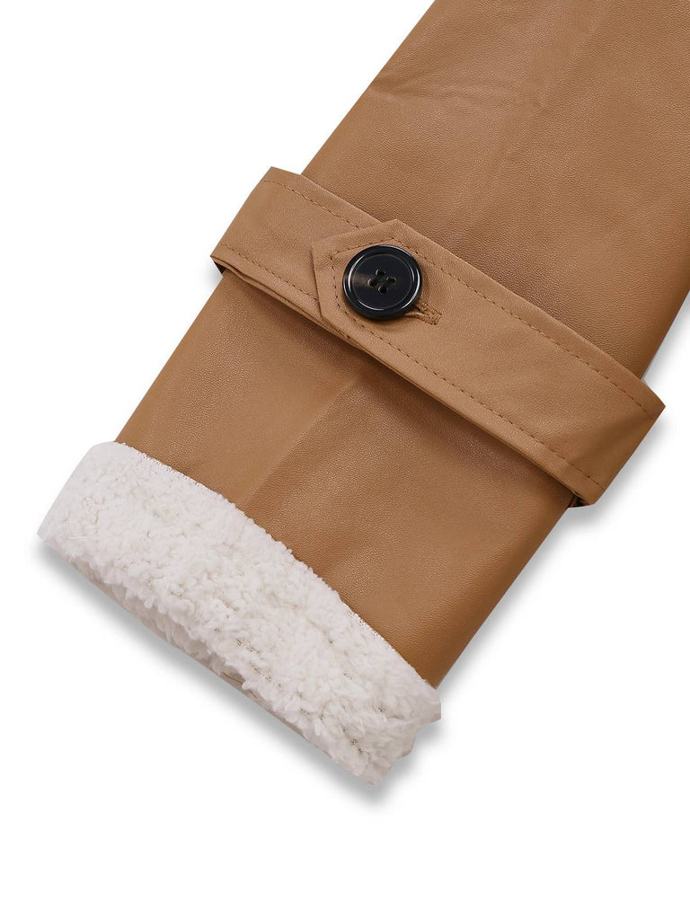 Manteau long à revers en fausse polaire sherpa contrastée des années 1940