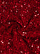 Robe moulante rouge à paillettes une épaule et fente des années 1930
