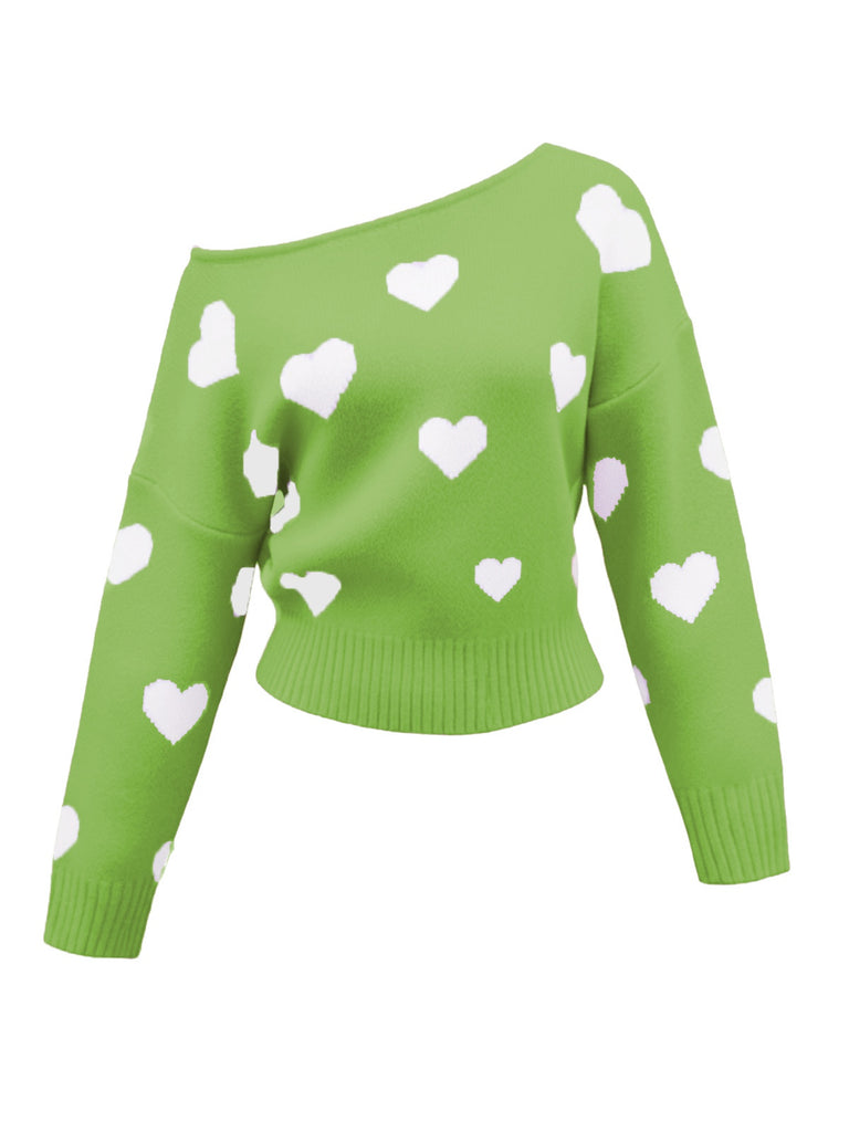 Pull à épaules obliques et motif flocon de neige de Noël des années 1970