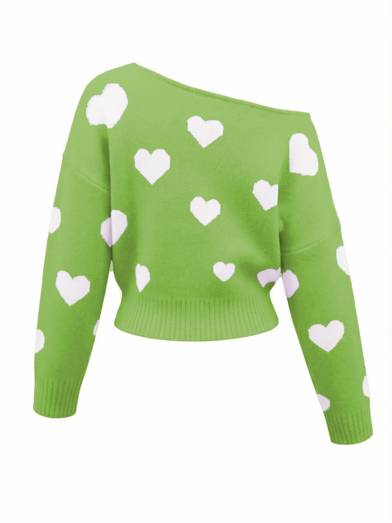 Pull à épaules obliques et motif flocon de neige de Noël des années 1970