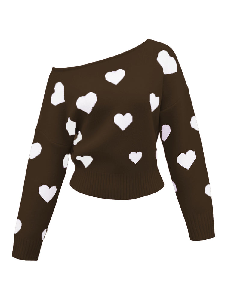 Pull à épaules obliques et motif flocon de neige de Noël des années 1970