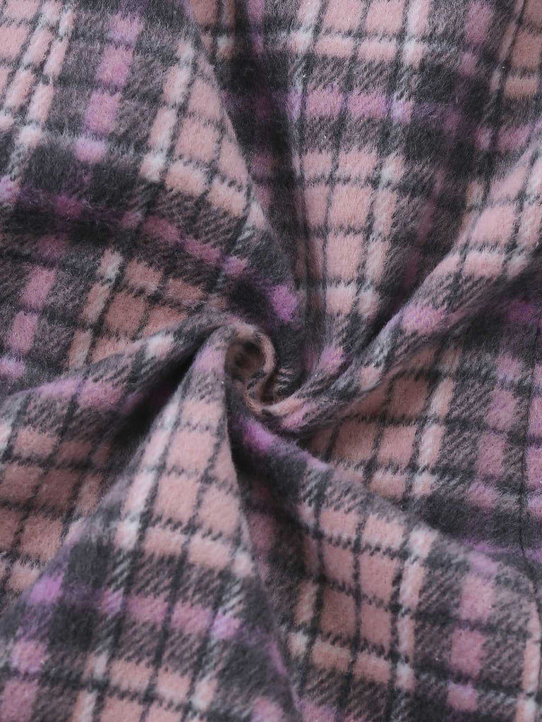 [Prévente] Robe rose à carreaux col Claudine ourlet à volants style années 60