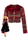 [Pré-vente] Veste patchwork en velours brossé à carreaux rouges des années 1940