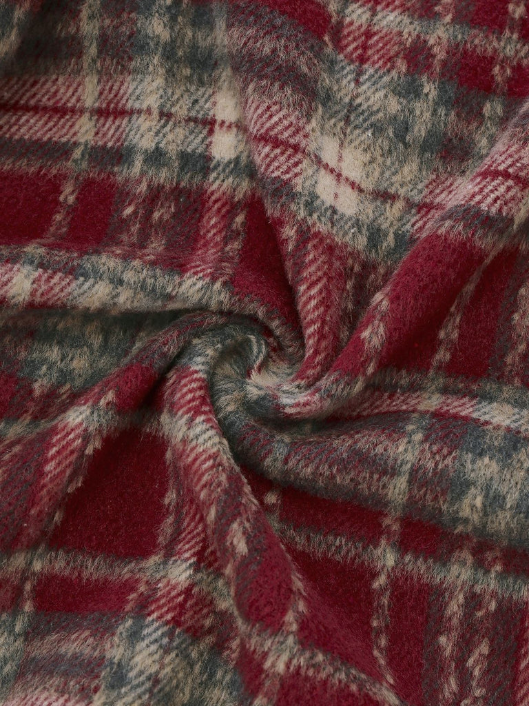 [Pré-vente] Veste patchwork en velours brossé à carreaux rouges des années 1940