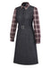 [Prévente] Robe patchwork en denim carreaux noirs style années 40