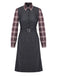 [Prévente] Robe patchwork en denim carreaux noirs style années 40