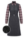 [Prévente] Robe patchwork en denim carreaux noirs style années 40