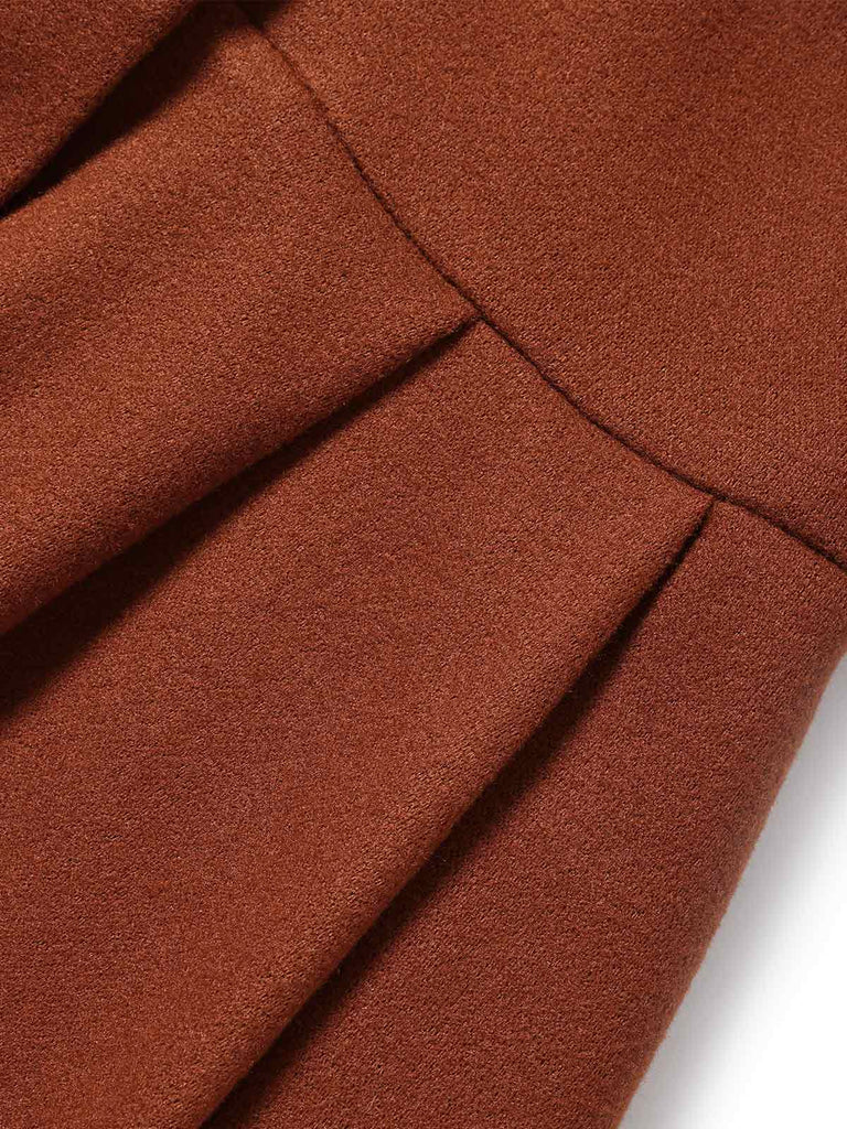 Manteau rose à capuche boutonné en fausse laine années 1950