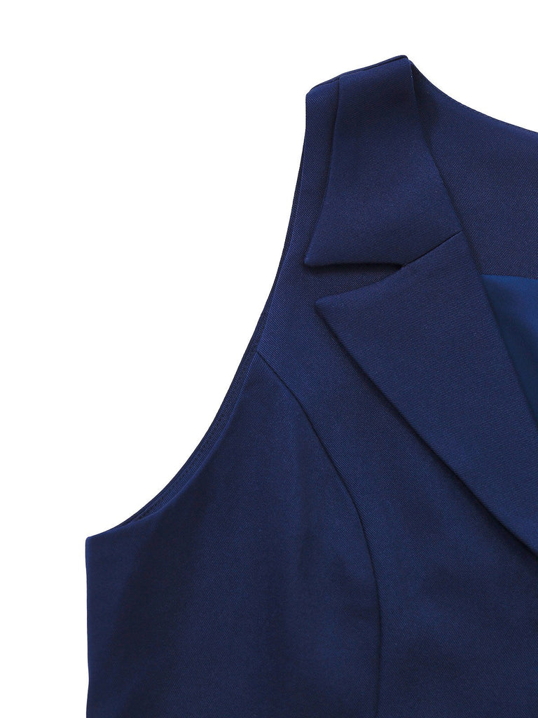 [Prévente] Gilet bleu foncé col cranté boutons années 1950