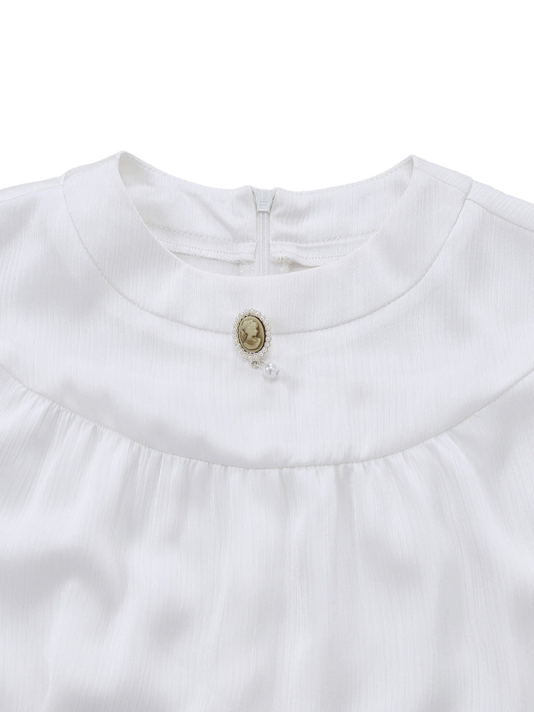 [Prévente] Combinaison-pantalon marron style royal avec broche froncée années 1930