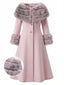 Manteau col en fourrure multicouche rose années 1950