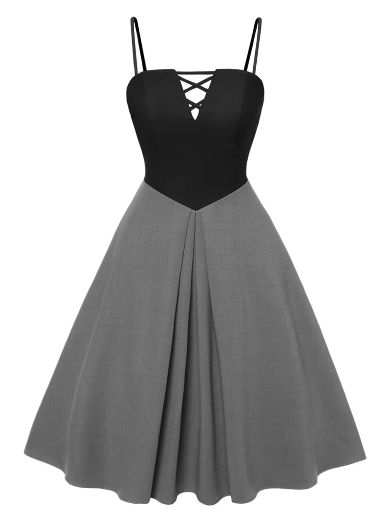[Pré-vente] [Grande taille] 2PCS chemisier rose colorblock et robe grise des années 40