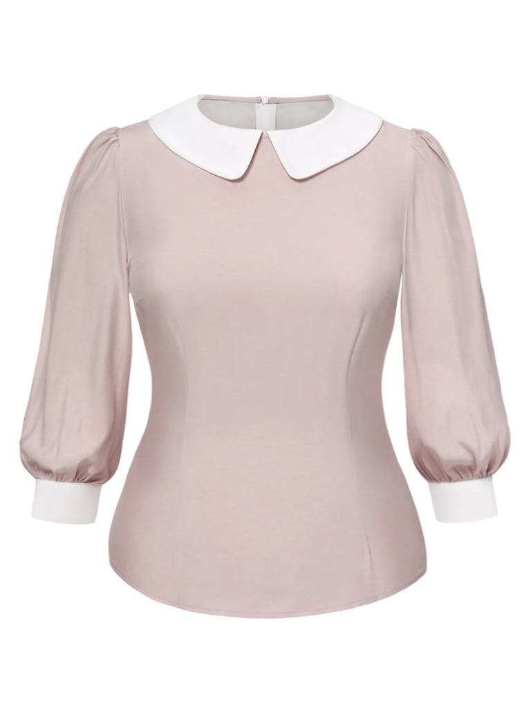 [Pré-vente] [Grande taille] 2PCS chemisier rose colorblock et robe grise des années 40