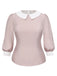 [Pré-vente] [Grande taille] 2PCS chemisier rose colorblock et robe grise des années 40