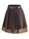 [Prévente] Jupe courte plissée à volants marron style preppy années 60