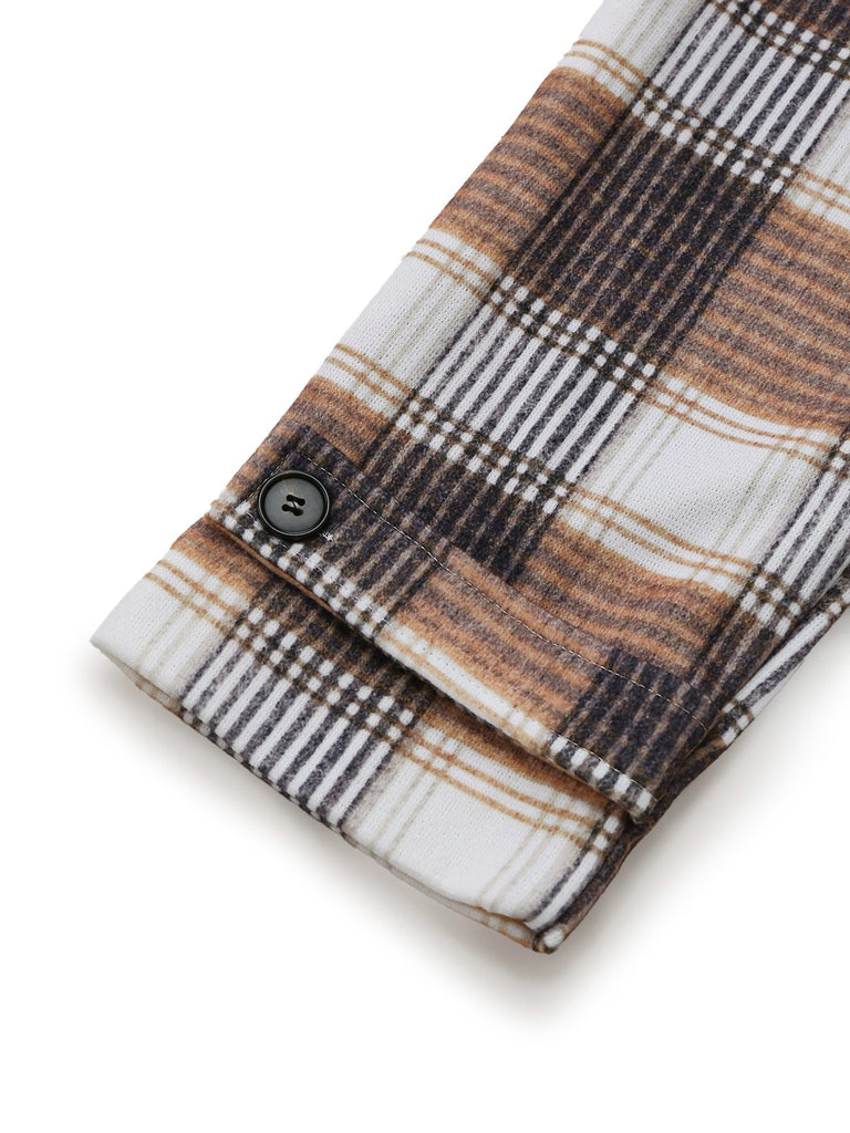 Manteau kaki à carreaux vichy en fausse laine des années 1930