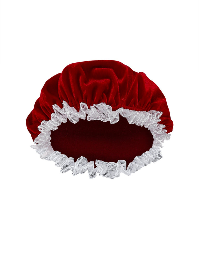 Ensemble robe en velours rouge pour Mme Claus des années 1930