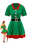 Ensemble de costume de cosplay d'elfe de Noël vert des années 1960