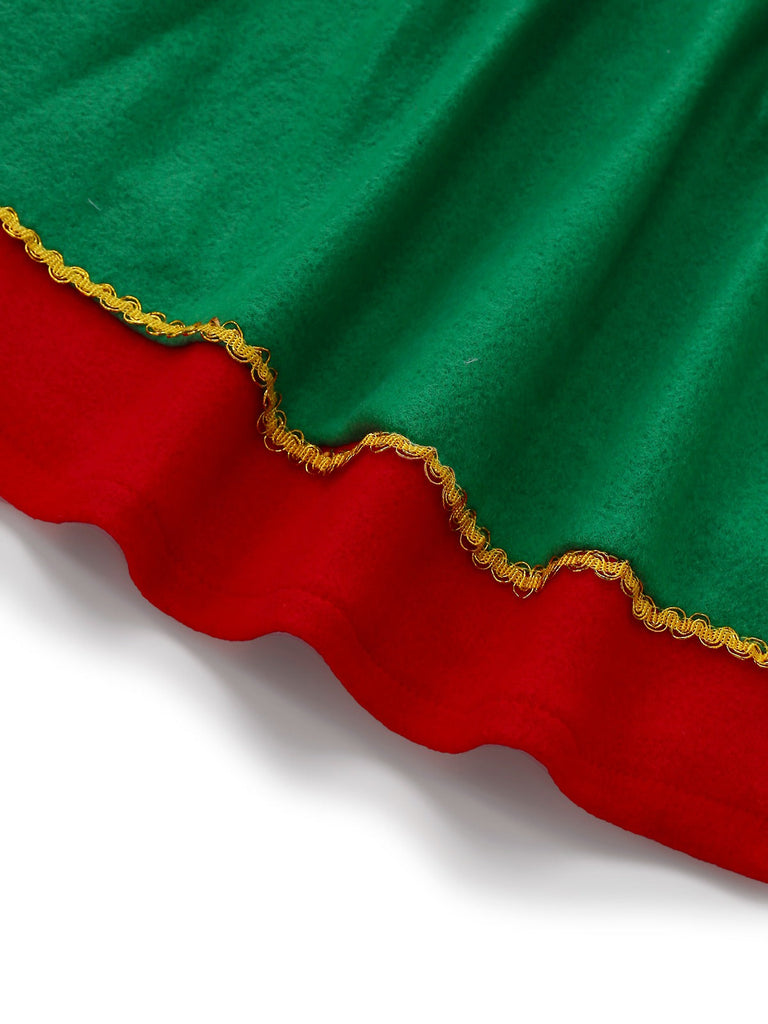 Ensemble de costume de cosplay d'elfe de Noël vert des années 1960