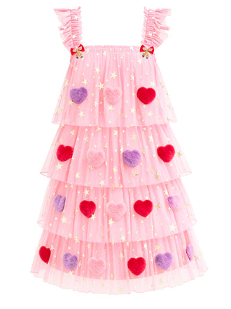 [Prévente] Robe rose à pompons en cœur et sapin de Noël années 1960