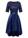 [Prévente] Robe bleu foncé en satin brodée de sequins style années 1950