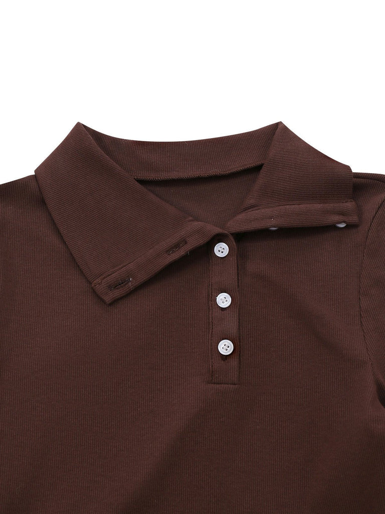 [Prévente] Robe Marron Tricotée À Carreaux Col Asymétrique Années 1970