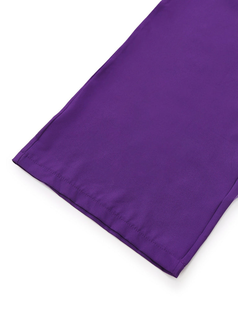 Combinaison violette col montant manches asymétriques des années 80