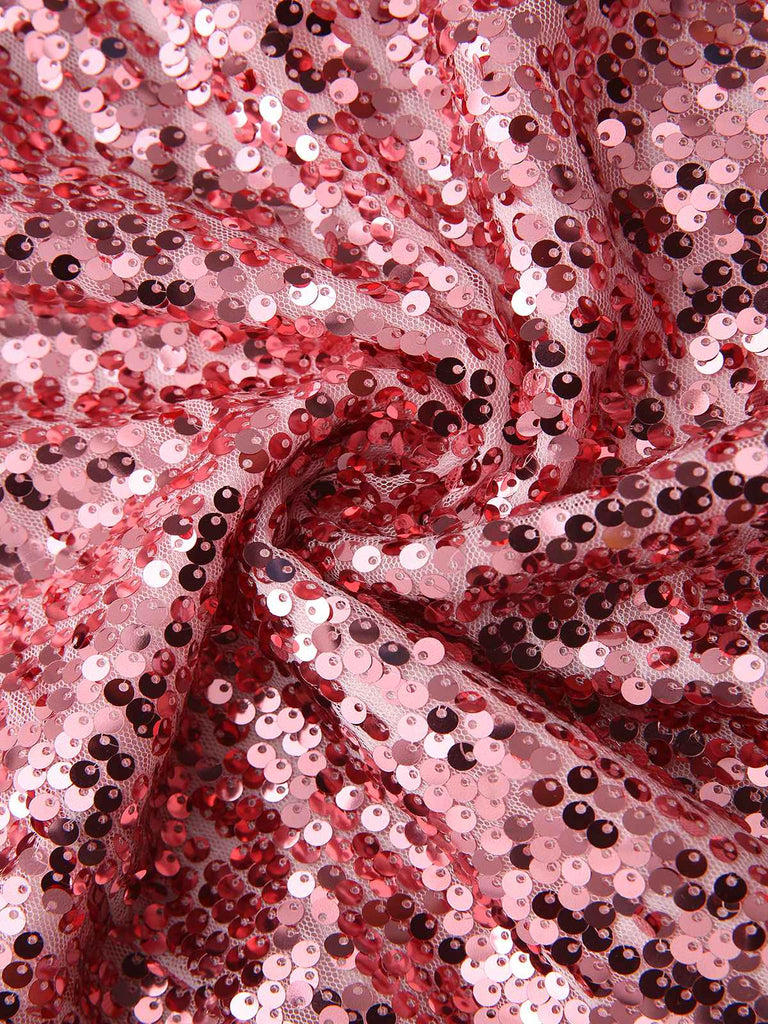 Robe disco à sequins col en V et manches évasées années 70