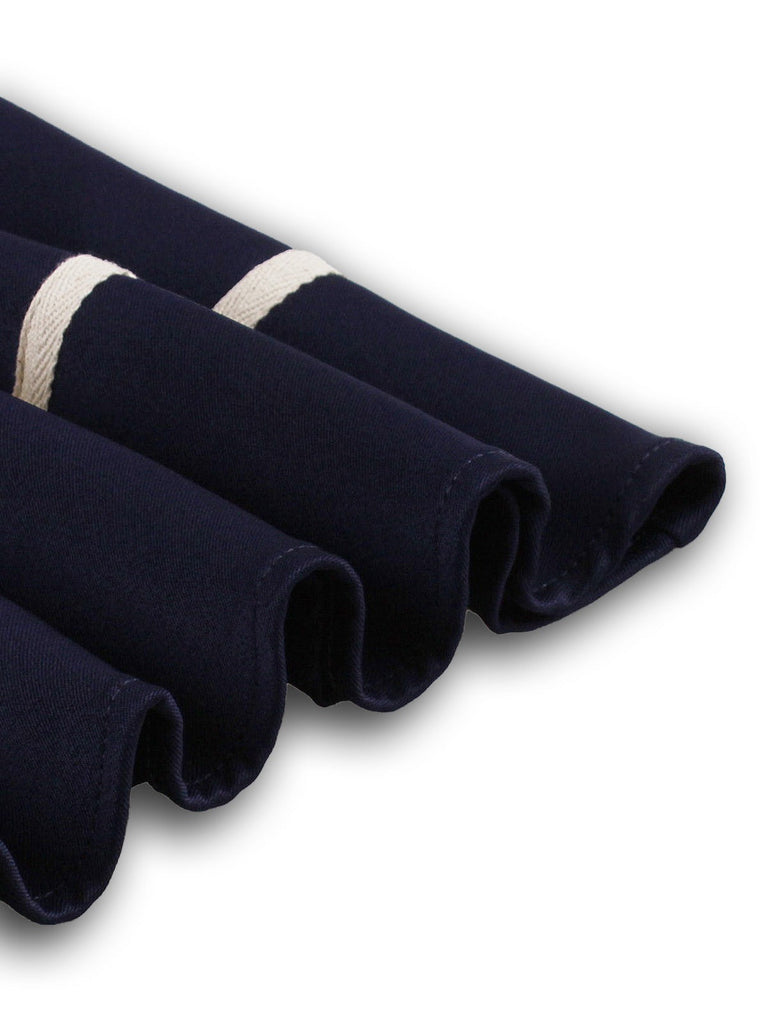 Robe bleu marine style nautique col carré avec ceinture des années 1950