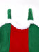 Ensemble robe de Noël avec bordure en peluche rouge et verte des années 1960