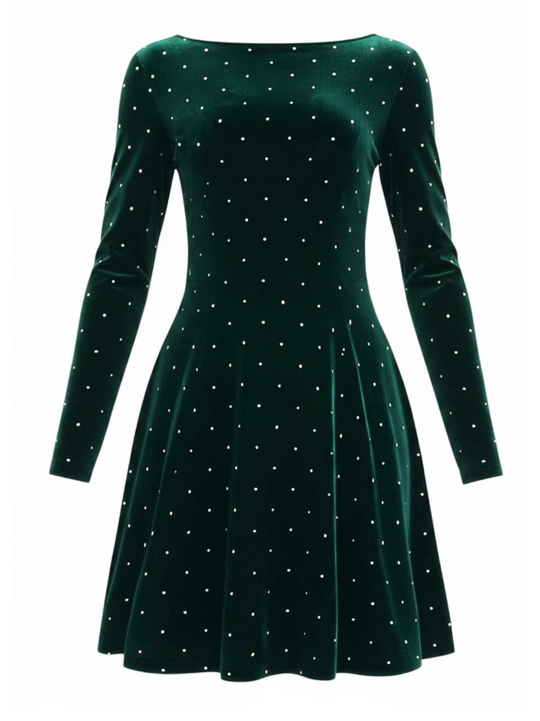 Robe de soirée cintrée en velours et strass années 1980