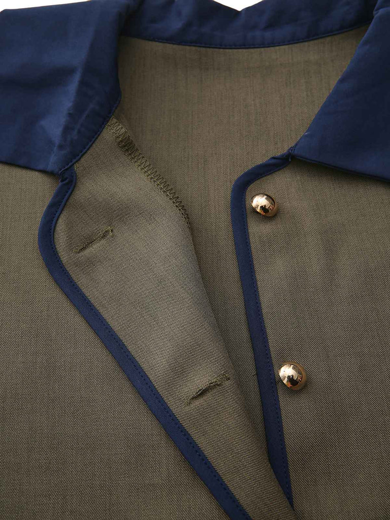 Veste col revers vert blocs de couleur années 1950