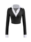 [Prévente] Chemisier deux-pièces contrastée en tricot noir des années 1960