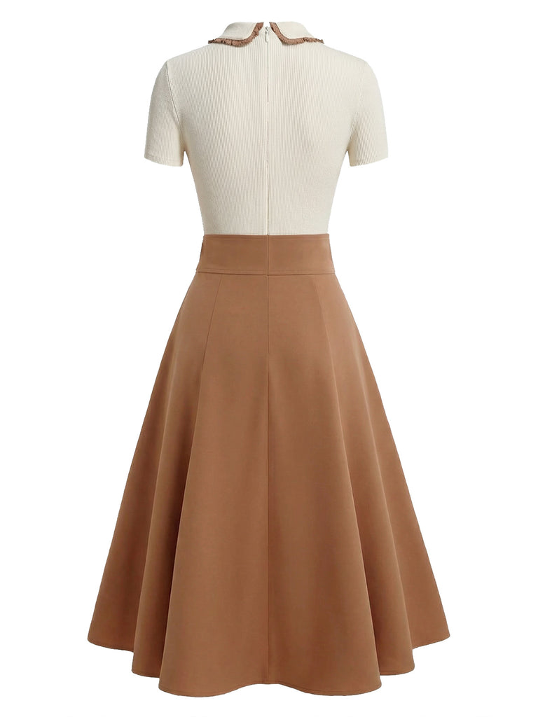 [Prévente] Robe kaki patchwork revers style années 50