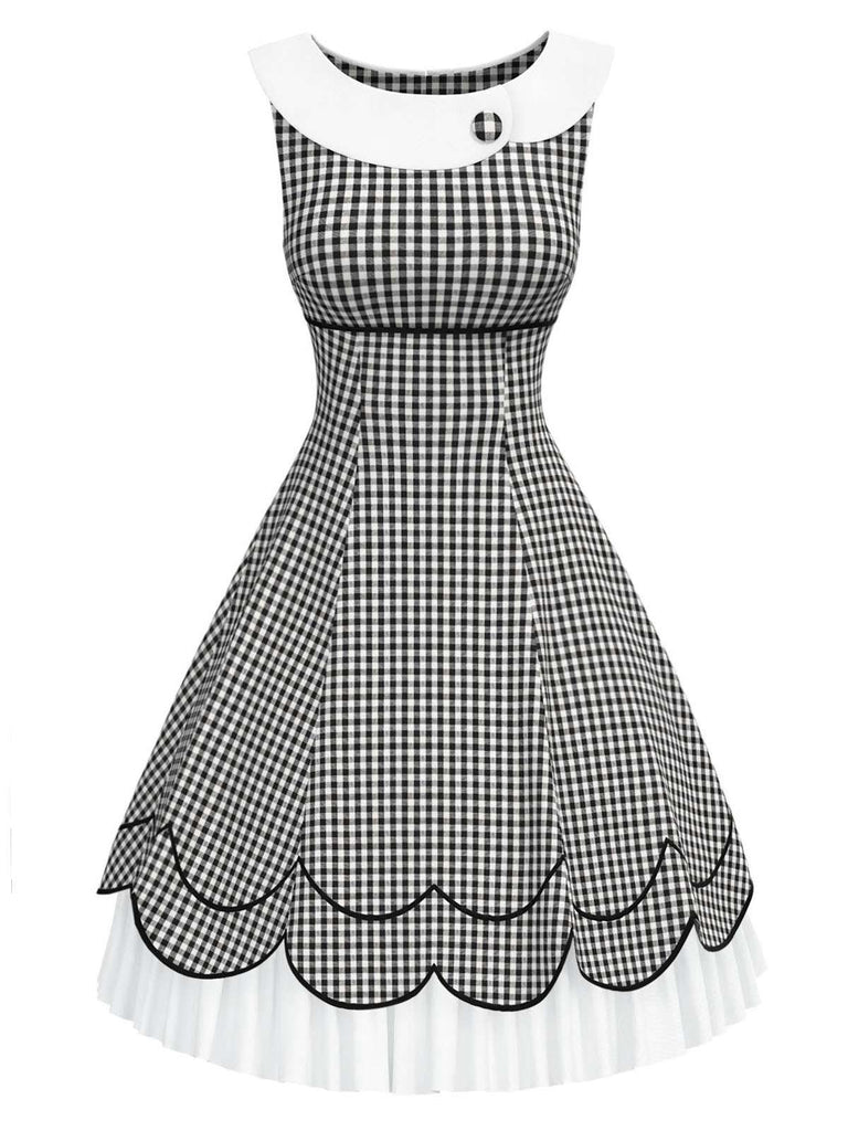 [Pré-vente] Robe à volants en vichy noir et blanc des années 1950
