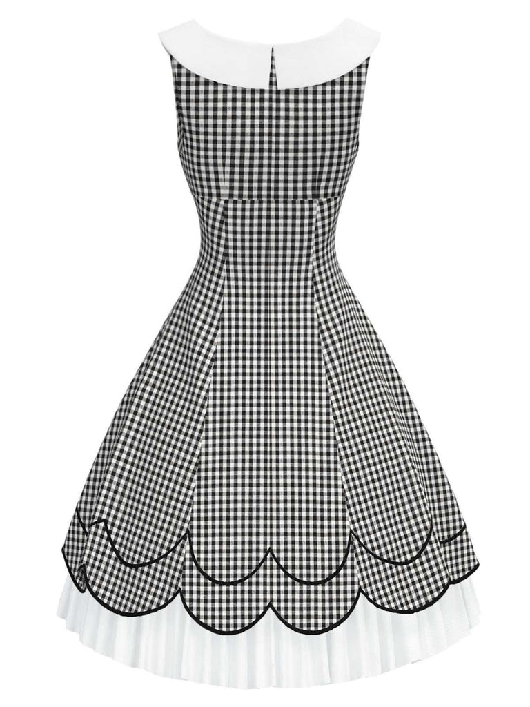 [Pré-vente] Robe à volants en vichy noir et blanc des années 1950