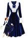 [Prévente] Robe en velours et dentelle et nœud bleu années 40