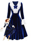 [Prévente] Robe en velours et dentelle et nœud bleu années 40