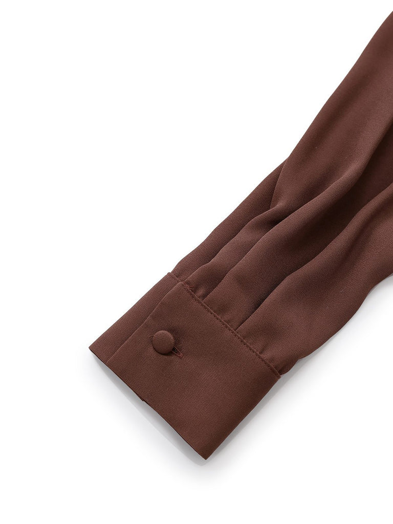 Robe Marron  à Ceinture et Nœud Papillon Années 1920